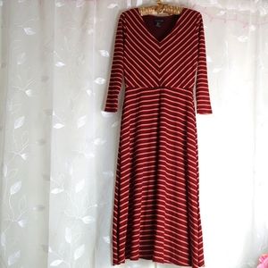Rachel Zoe Striped Midi Knit Dress, 3/4 sleeve, Size Small